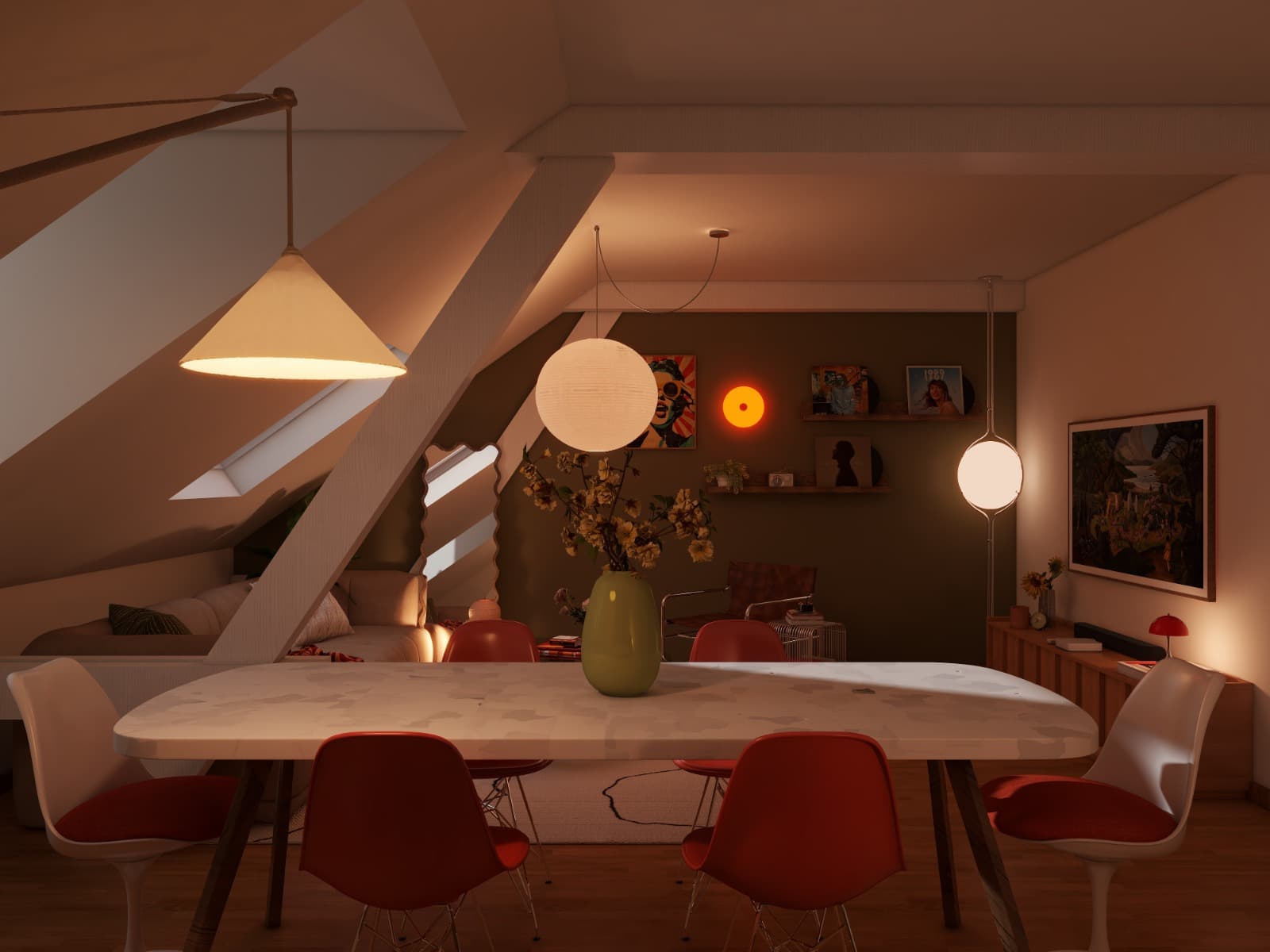 Residential interior design concept and layout render for a home in the US
