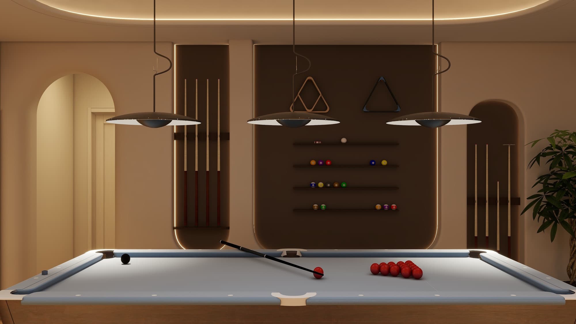 Home Billiards Room — Residential Interior Design project by Lumo Loft Studio